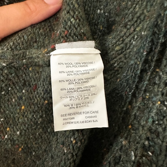 J.Crew Men’s Green Speckled 1/4 Zip Shawl Collar Cardigan Sweater Medium - Picture 2 of 6